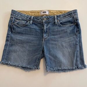 Paige Indigo Denim Cropped Kylie Shorts 30